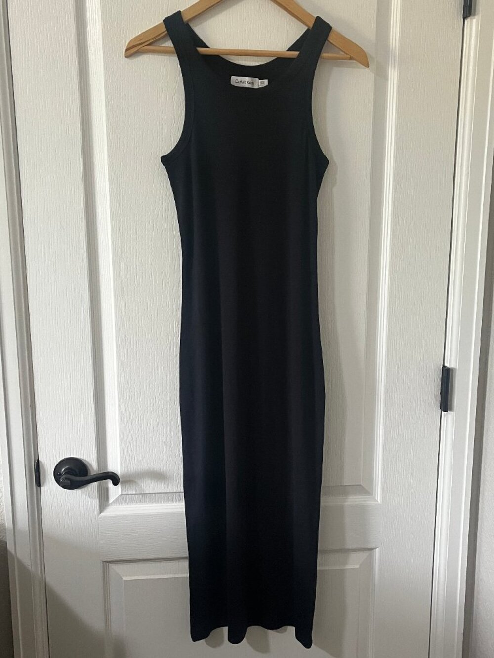 Calvin Klein Long Black Ribbed Knit Tank Maxi Dress Size Small